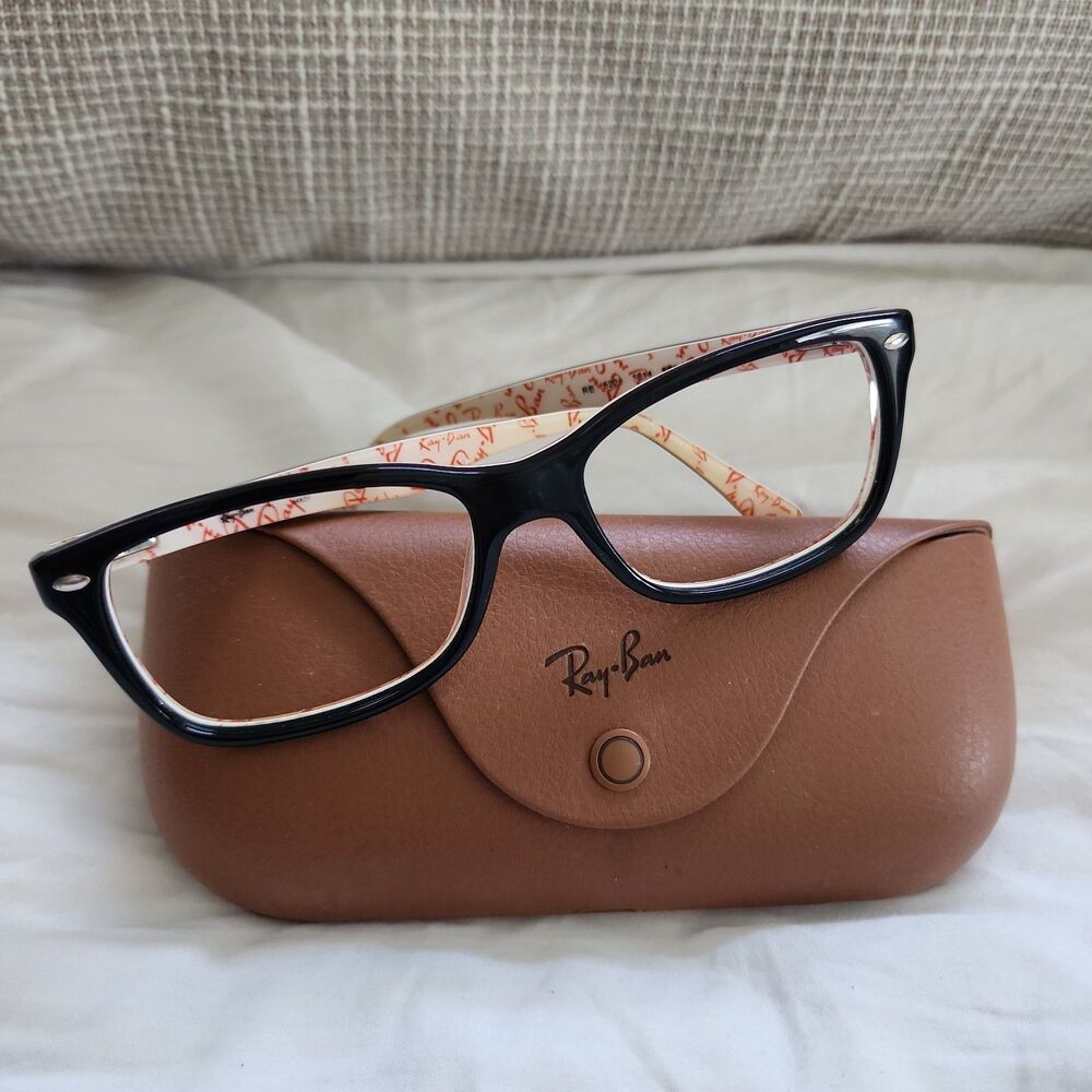 Ray-Ban RB 5228 5014 55-17 140 eyeglasses Frame Black White Unisex Authentic